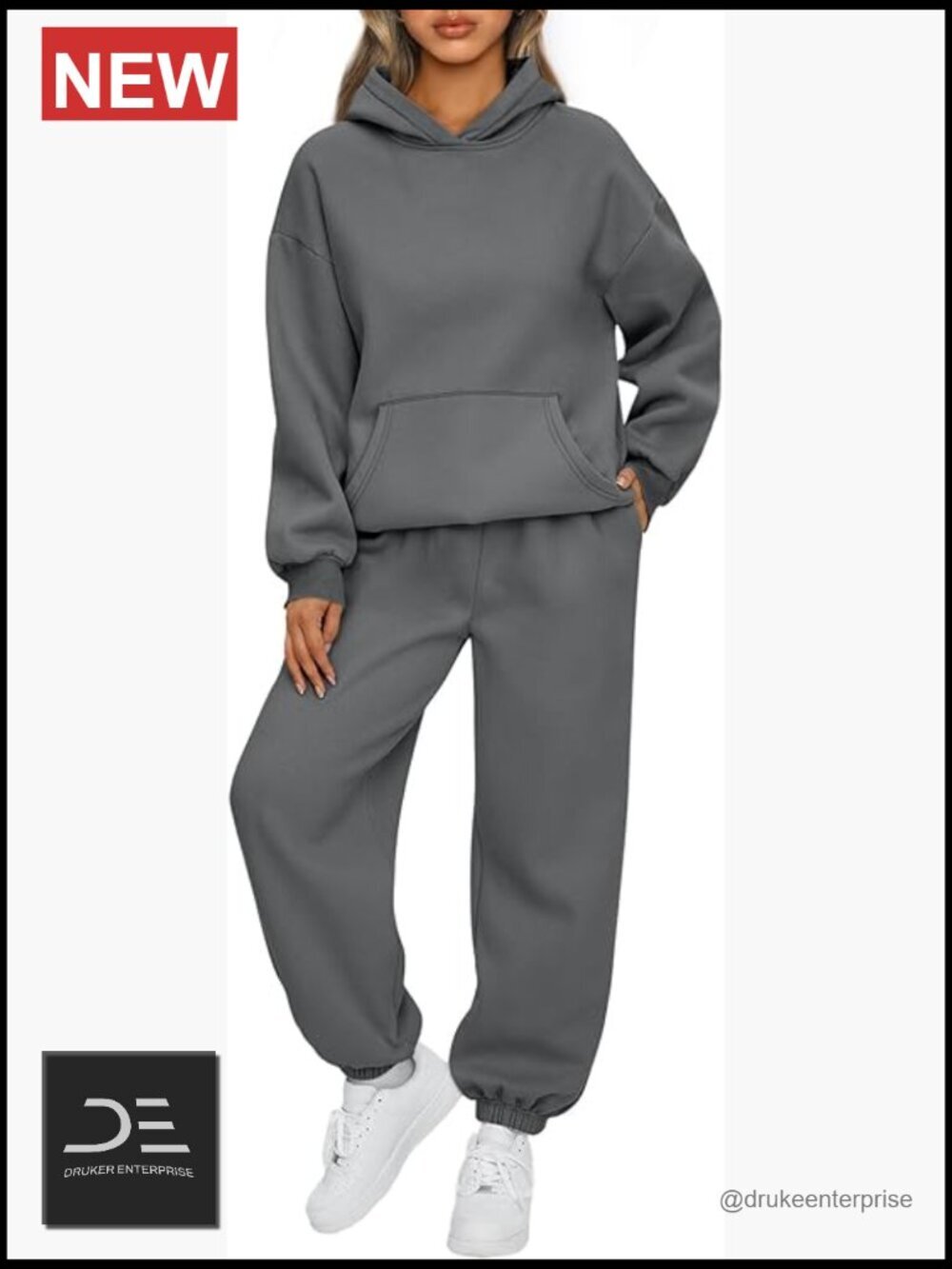 Oversized Lounge Sweatsuit Set - Hoodie & Jogger Pants